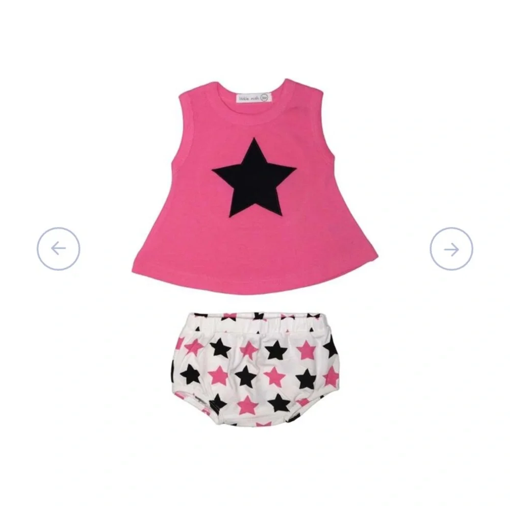 Little Mish 2 Piece Baby Swing Diaper Set, Checkered Star Size 3M AND White Hat - Picture 1 of 9